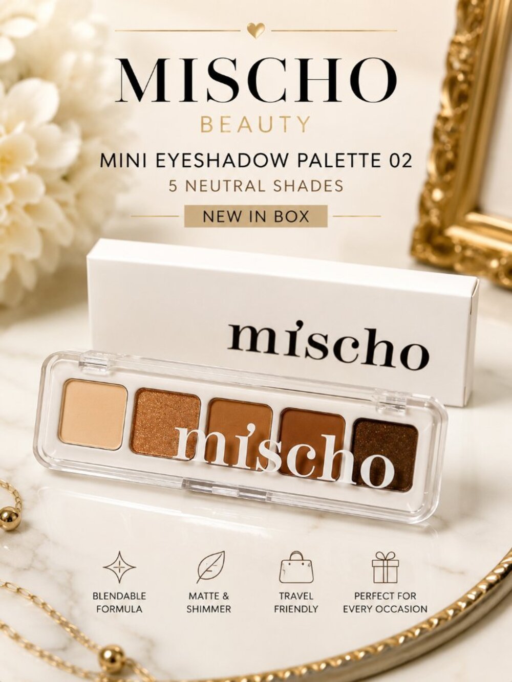 MISCHO Beauty Mini Eyeshadow Palette 02 Neutral Brown 5 Shade